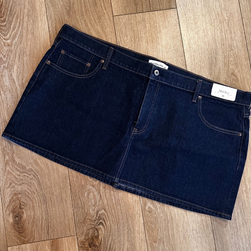 Abercrombie & Fitch Dark Wash Mid Rise Denim Mini Skirt Womens 35 New